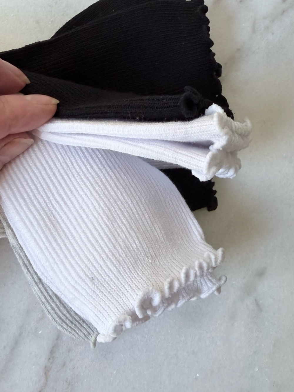 French Connection women Mid-Crew Socks - Light Gray, White & Black - Picture 6 of 10